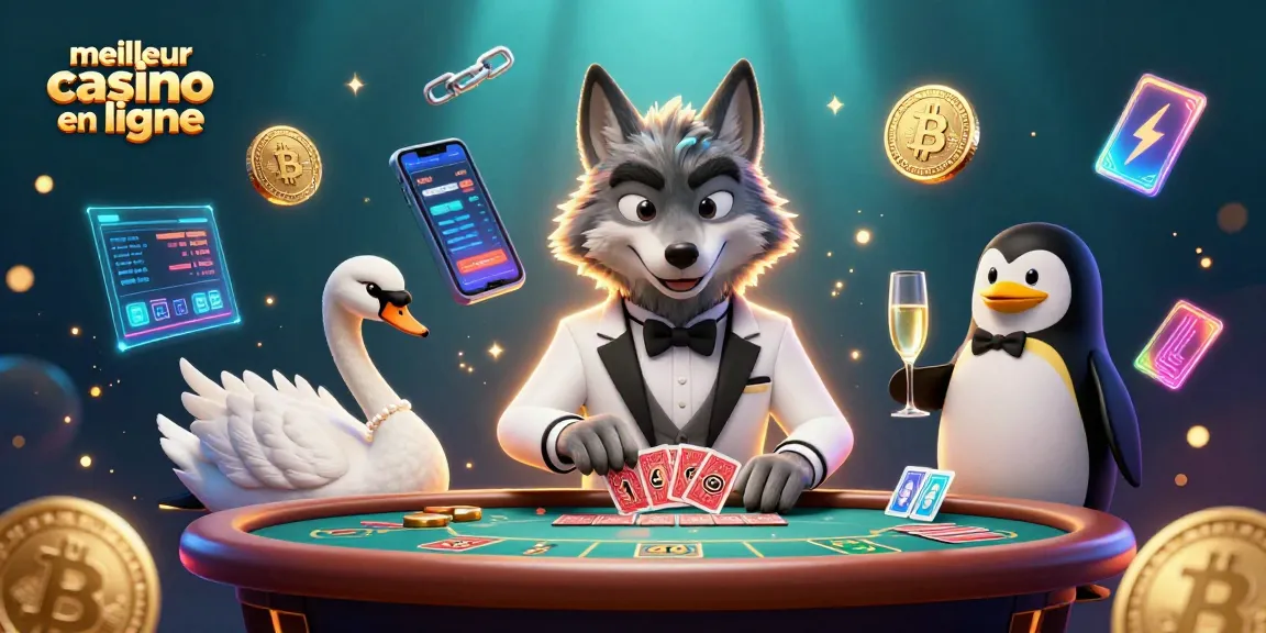 Découvrez le meilleur casino en ligne avec ce visuel captivant de personnages animés jouant à la table de baccarat.