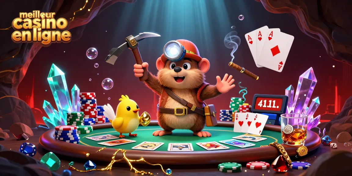 Le meilleur casino en ligne propose une illustration 3D montrant un tatoueur cherchant des trésors dans une caverne avec des jeux de poker.