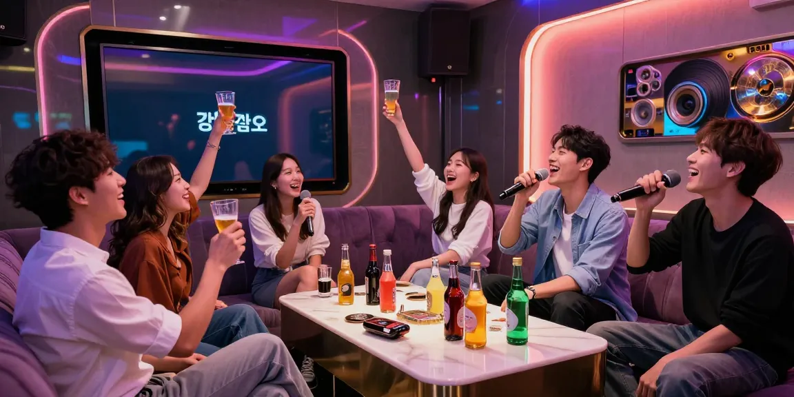 강남쩜오에서 프리미엄 경험을 즐기는 친구들, 생동감 넘치는 카라오케 룸의 모습