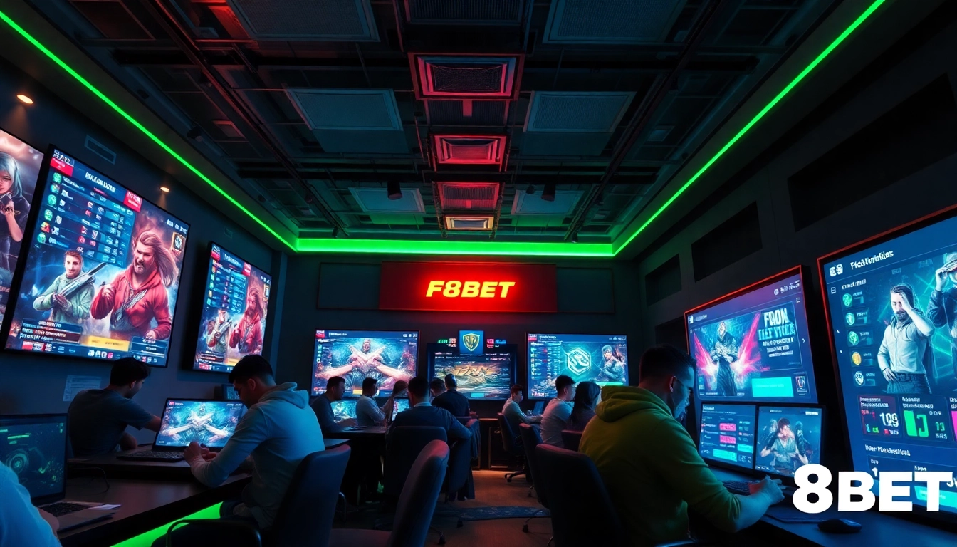 F8BET vibrant online betting platform showcasing esports betting and user interfaces.