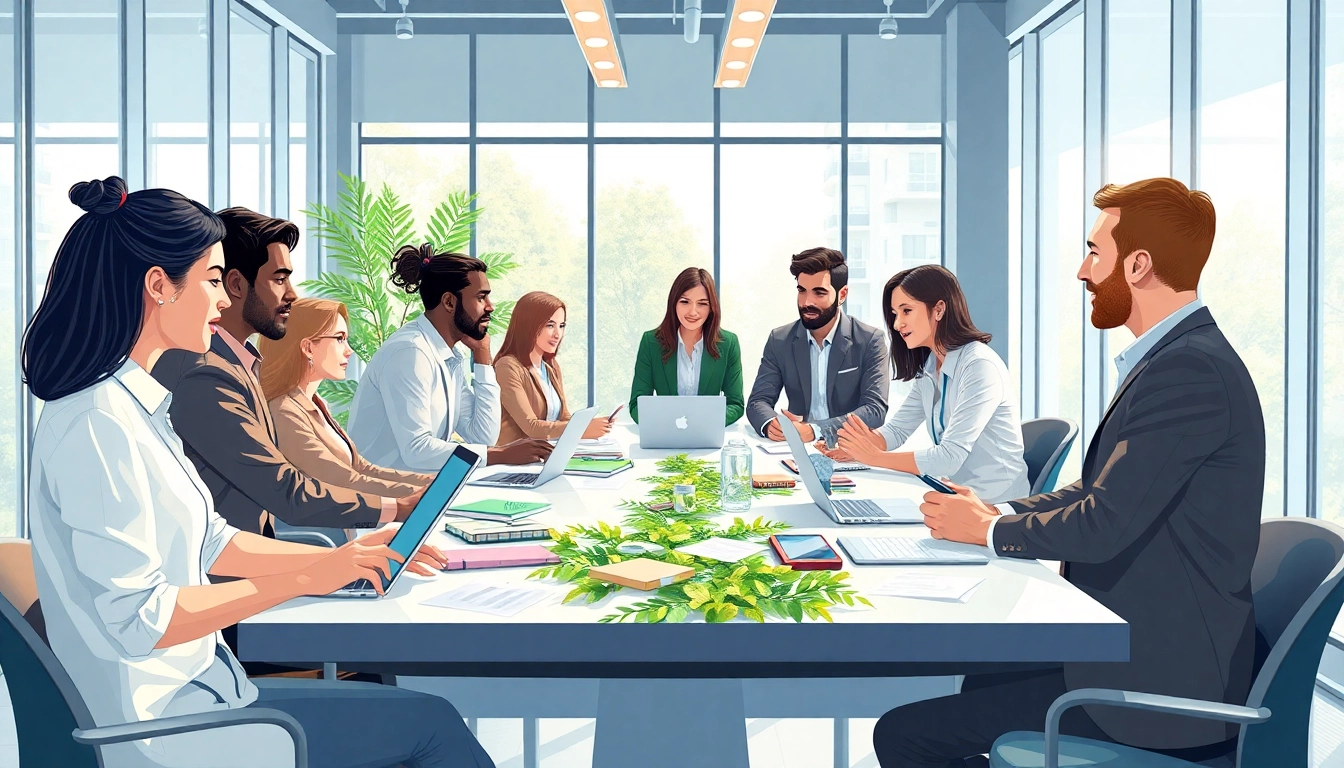 Collaborate using Technology in a vibrant office with modern devices and diverse individuals.