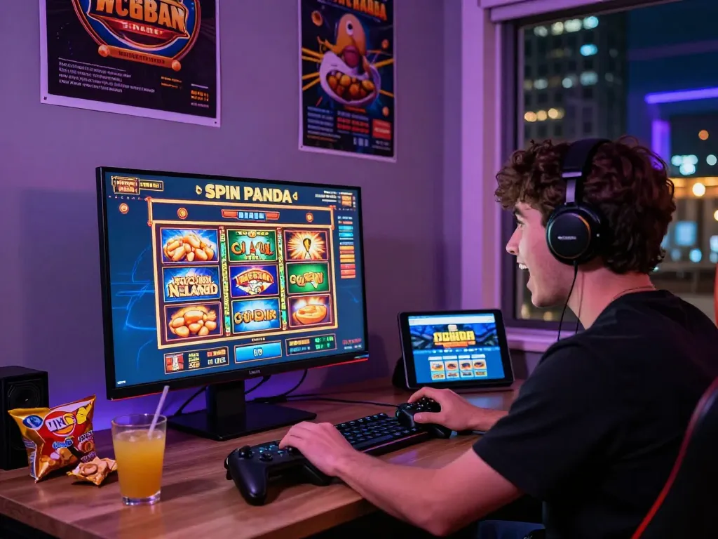 Spin Panda casino gaming setup with exciting visuals and energetic atmosphere.