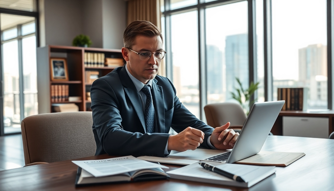 Clearwater truck accident attorney advising clients in a modern office setting.
