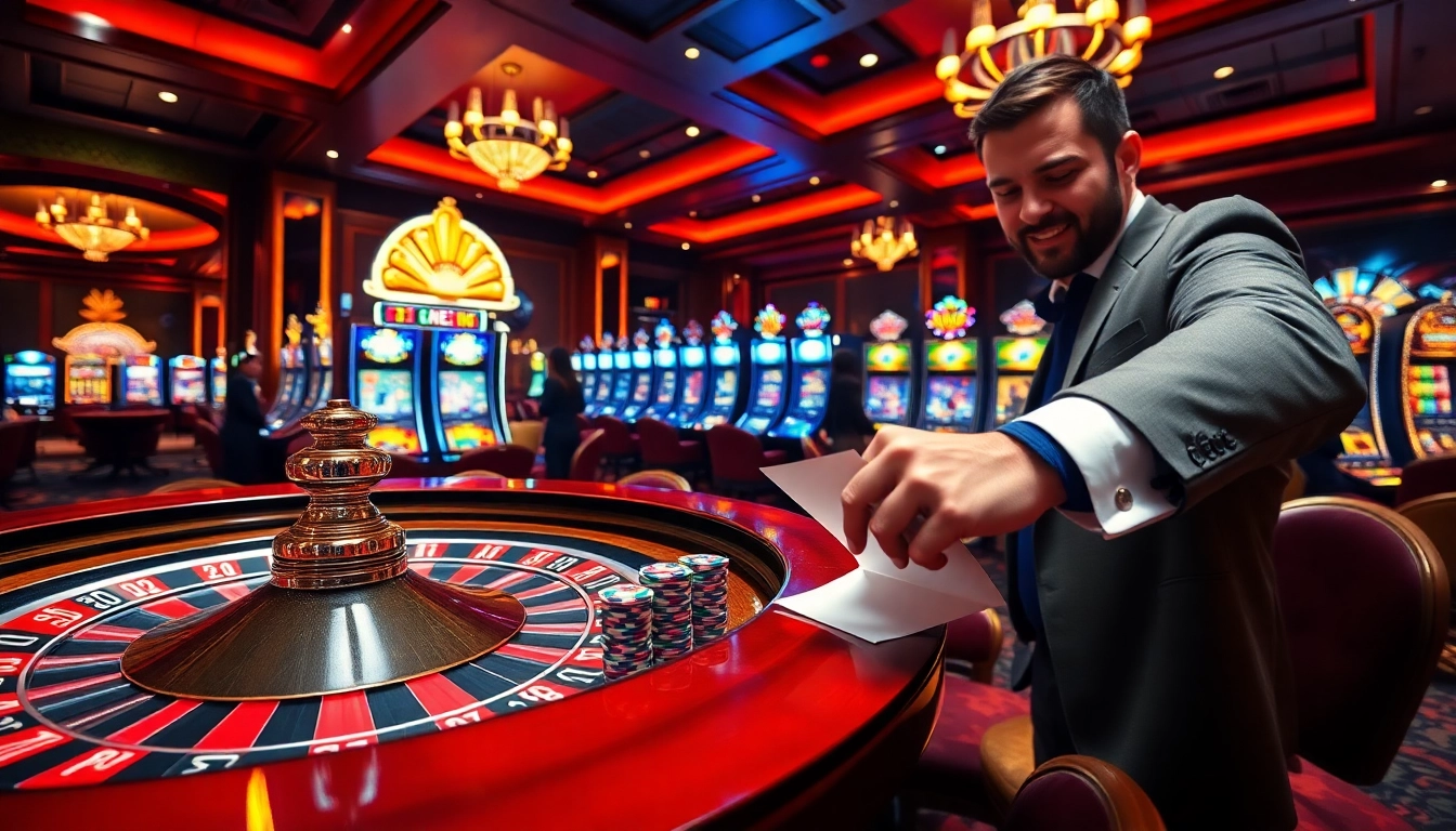 Engage in thrilling bets at https://f8betb1.com/ with vibrant casino chips and a roulette wheel.