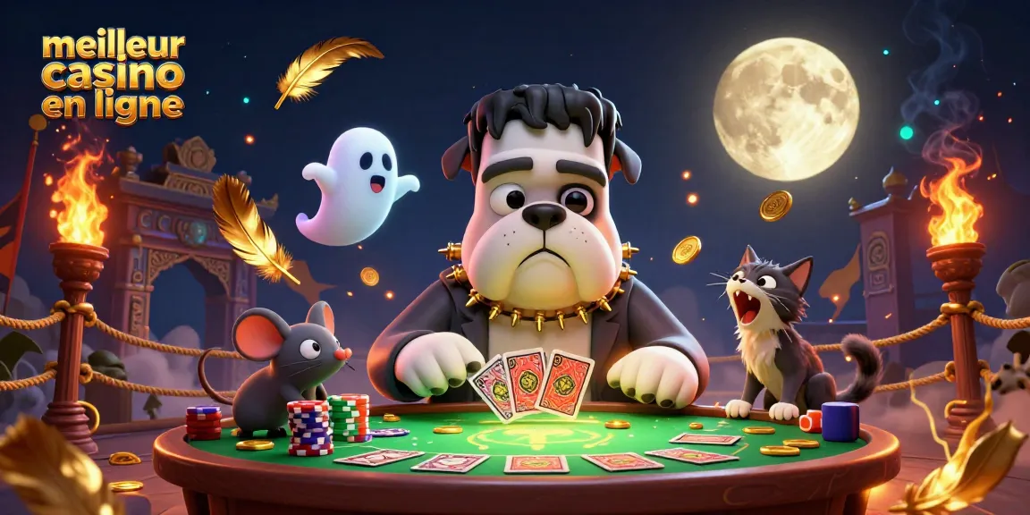 Plongez-vous dans l'univers du meilleur casino en ligne avec un bulldog Frankenstein et un chat loup!