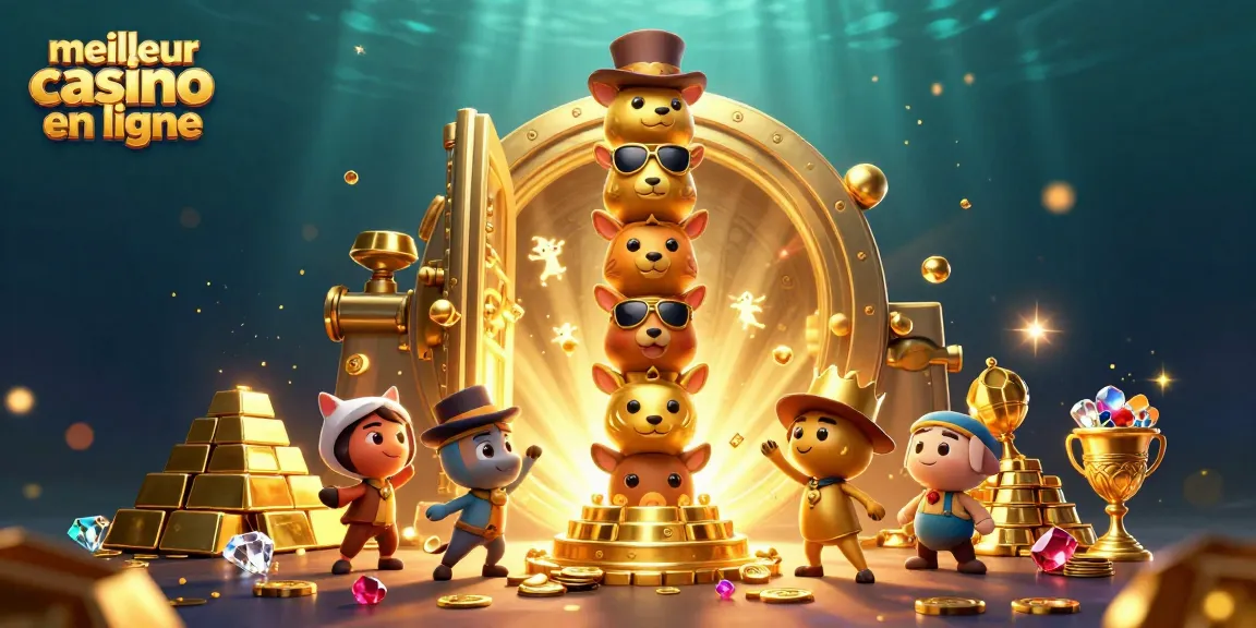 Illustration dynamique de totem en or pour le meilleur casino en ligne avec des gemmes scintillantes.