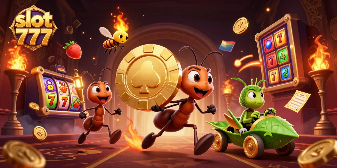 Slot 777: Tim serang mencuri chip poker emas dengan kerumunan simbol permainan yang mengelilinginya.