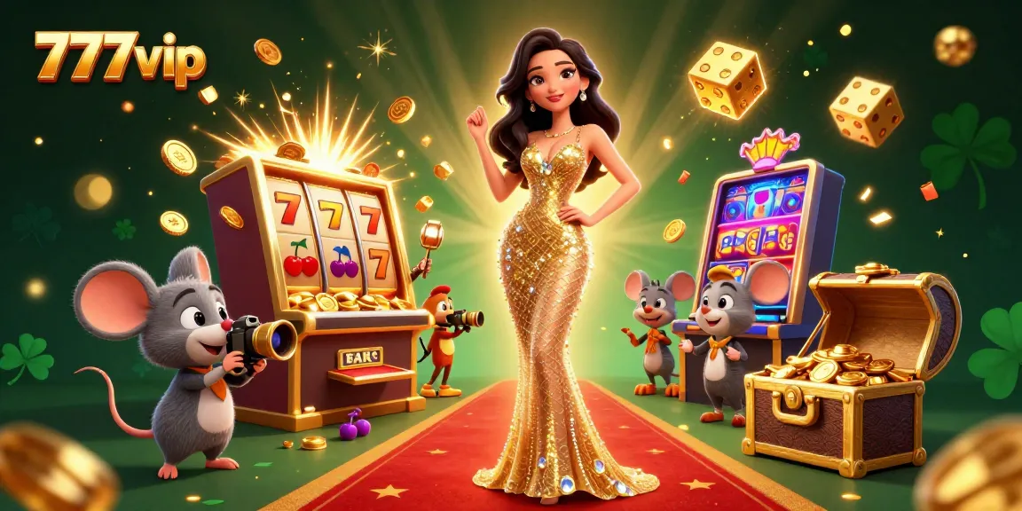 Experience thrilling entertainment at 777vip with exciting games and jackpot wins showcased in a vibrant illustration.