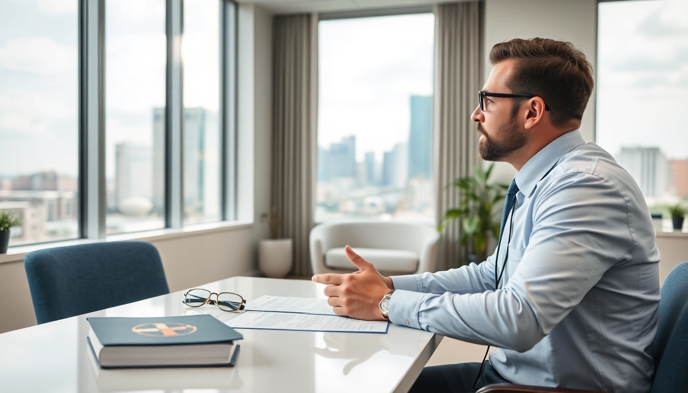 San Antonio accident lawyer consulting with a client in a professional office setting.
