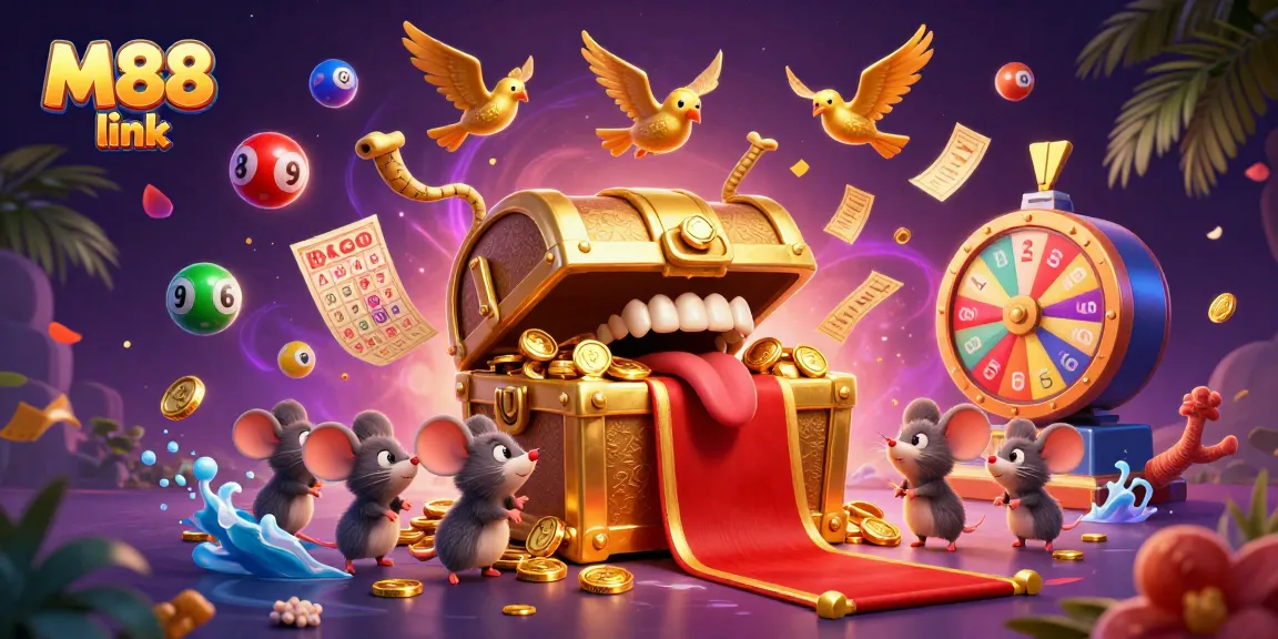 Enter the exciting world of M88 link with colorful lottery elements and vibrant winnings!
