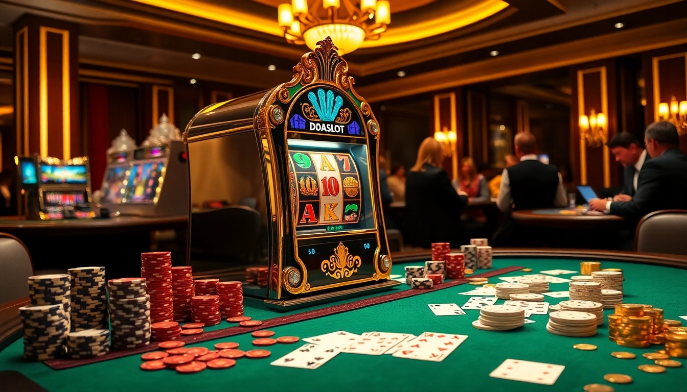 Experience the excitement of winning on doaslot slot machines in a luxurious casino setting.