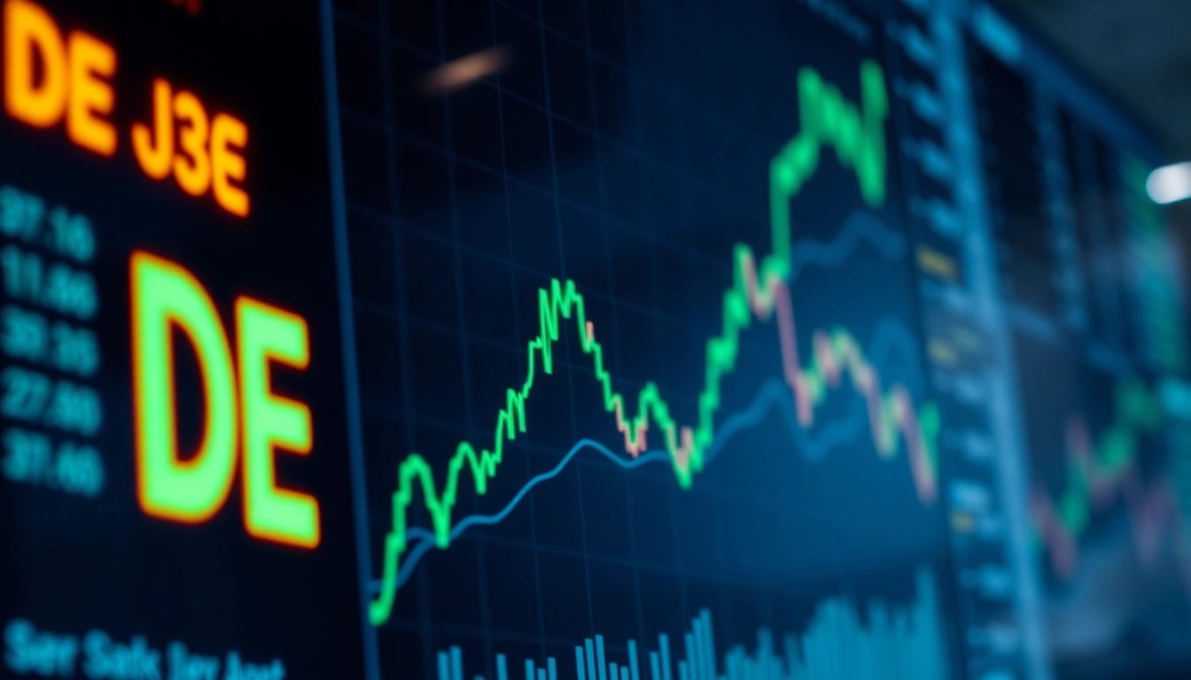 Track the DE stock price with real-time data presented on a digital stock chart.