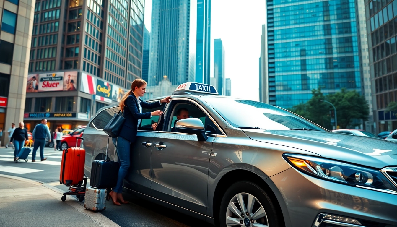 Efficient long distance taxi transfers, featuring a comfortable taxi service with professional drivers, in a city setting.