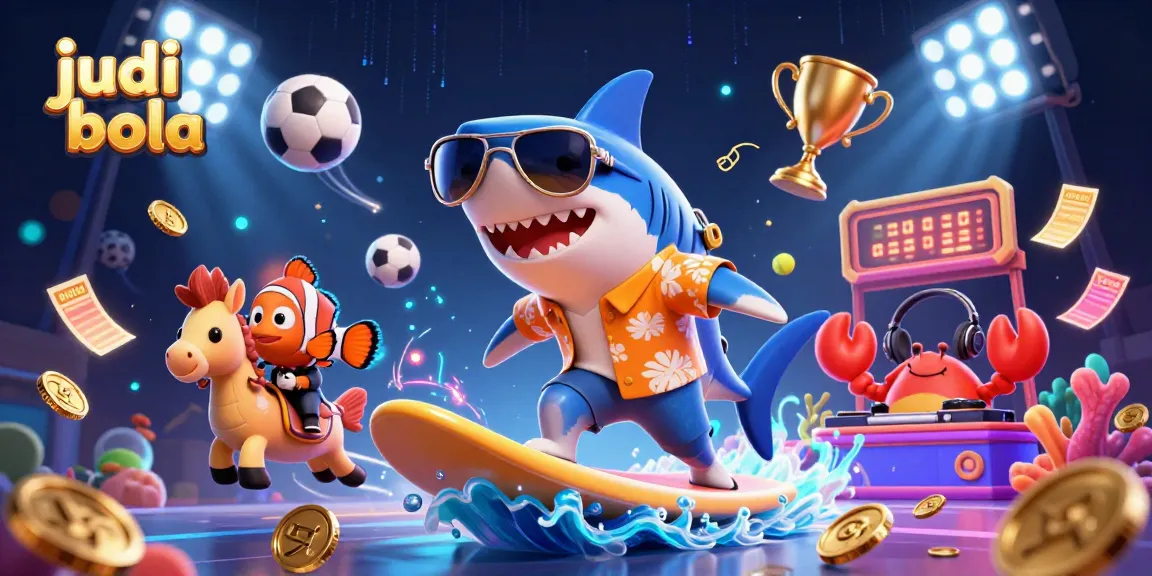 Experience thrilling judi bola betting with a vibrant 3D illustration featuring sports elements and dynamic visuals.
