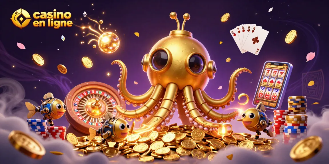 Gagnez au casino en ligne avec le kraken doré surfant sur des pièces d'or éclatantes