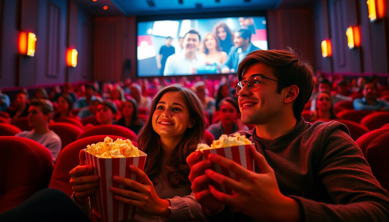 ดูภาพยนตร์ที่สร้างบรรยากาศบน 11-hd.com พร้อมคู่รักที่นั่งในโรงภาพยนตร์