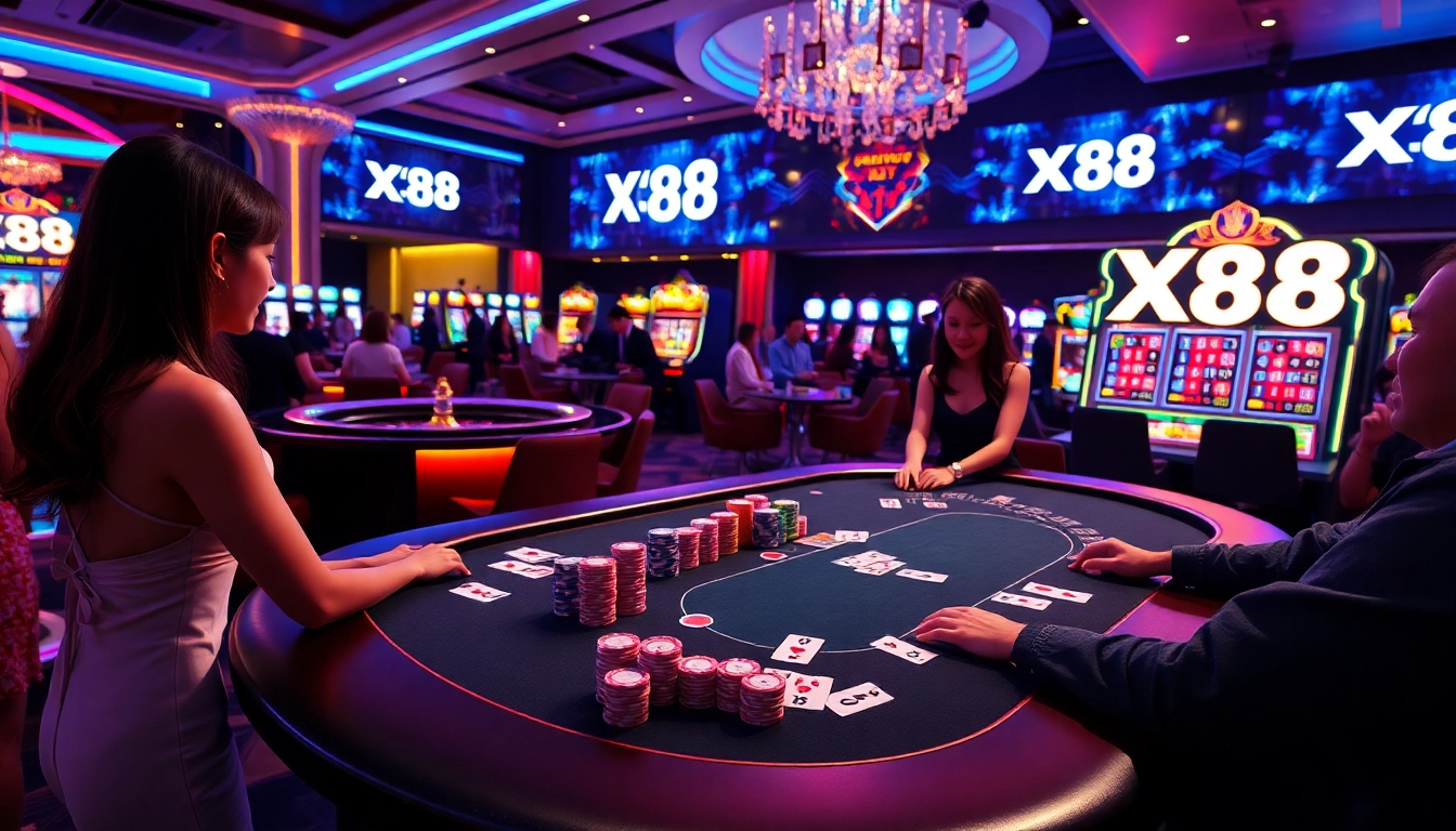 Engage with the thrilling gambling action at X88's luxurious online casino.