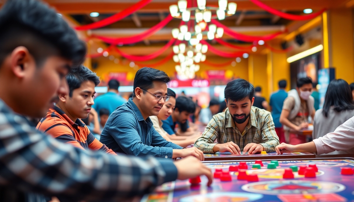 Engaging players intensely focusing on daman games in a colorful and vibrant setting.