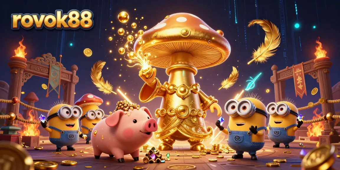 Engage with the enchanting rokok88 casino scene featuring golden treasures and magical elements.