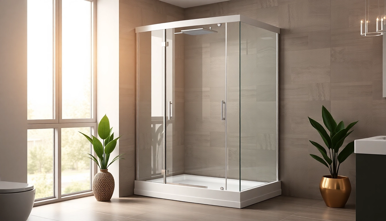 Moderne duschkabine 90x90 in eleganter Badezimmerumgebung mit transparenten Glaselementen.