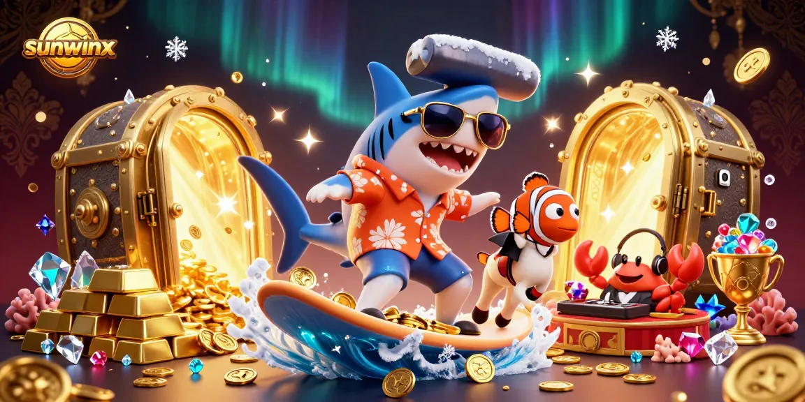 Experience thrilling casino action with sunwinx as vibrant characters surf waves of gold coins.