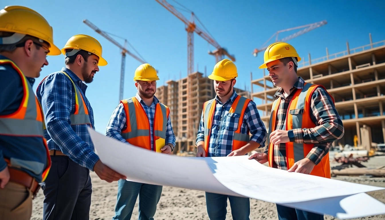 Engaged team of construction workers symbolizing the construction association South Carolina.