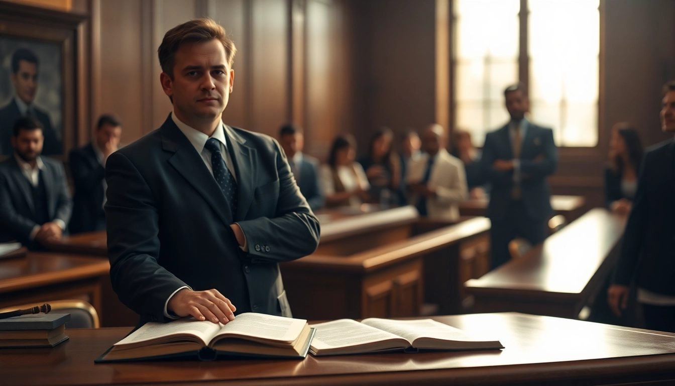 Defending clients as an Asheville criminal defense lawyer during a courtroom trial.