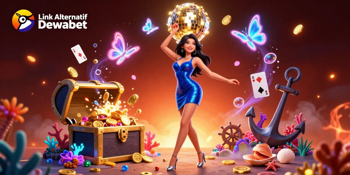 Experience seamless betting at Link Alternatif Dewabet with vibrant 3D elements and casino energy.