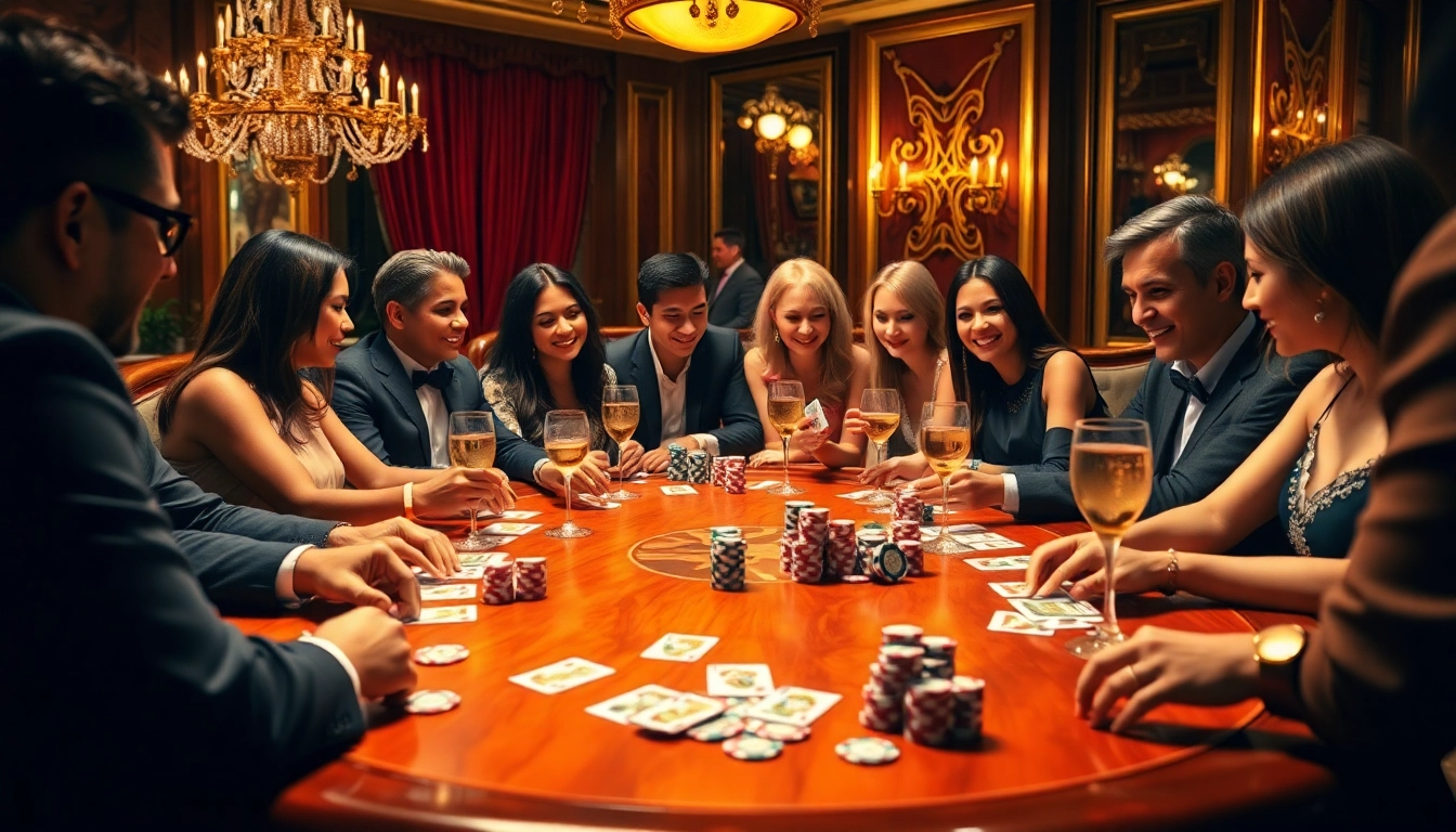 Winning at poker with a stack of chips in a lavish casino, emphasizing the thrill of 98 win.