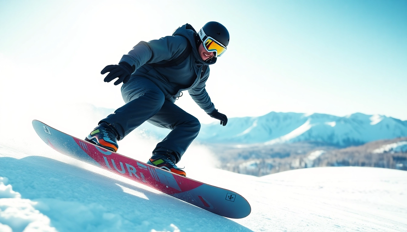 Snowboarder showcasing skills in Salem, NH ski and snowboard terrain.