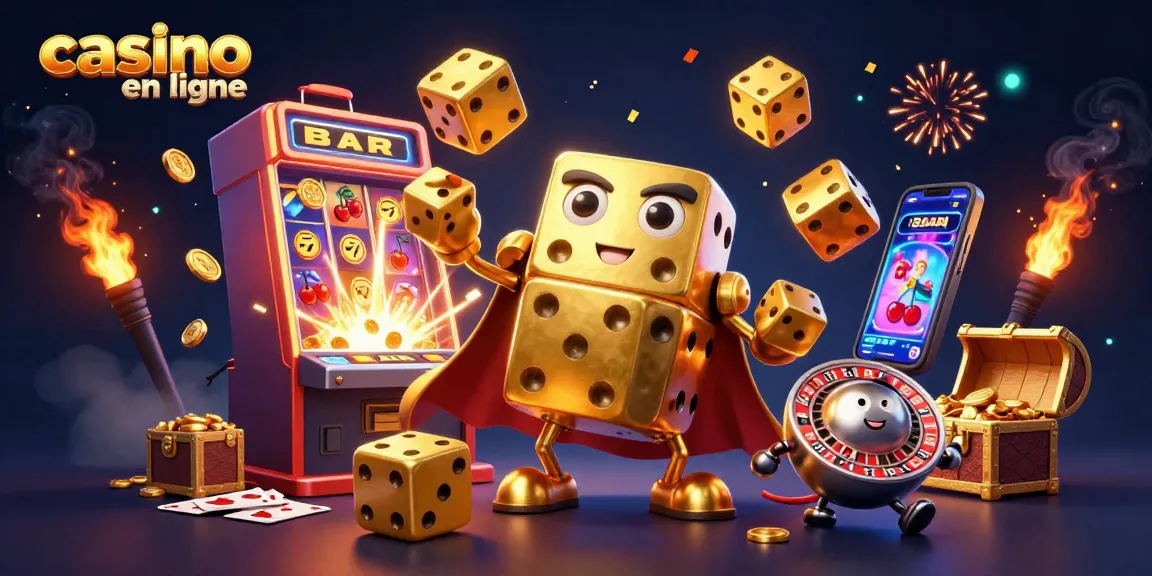 Casino en ligne : imaginer des jeux de casino en bushel avec des dés dorés et des machines à sous.
