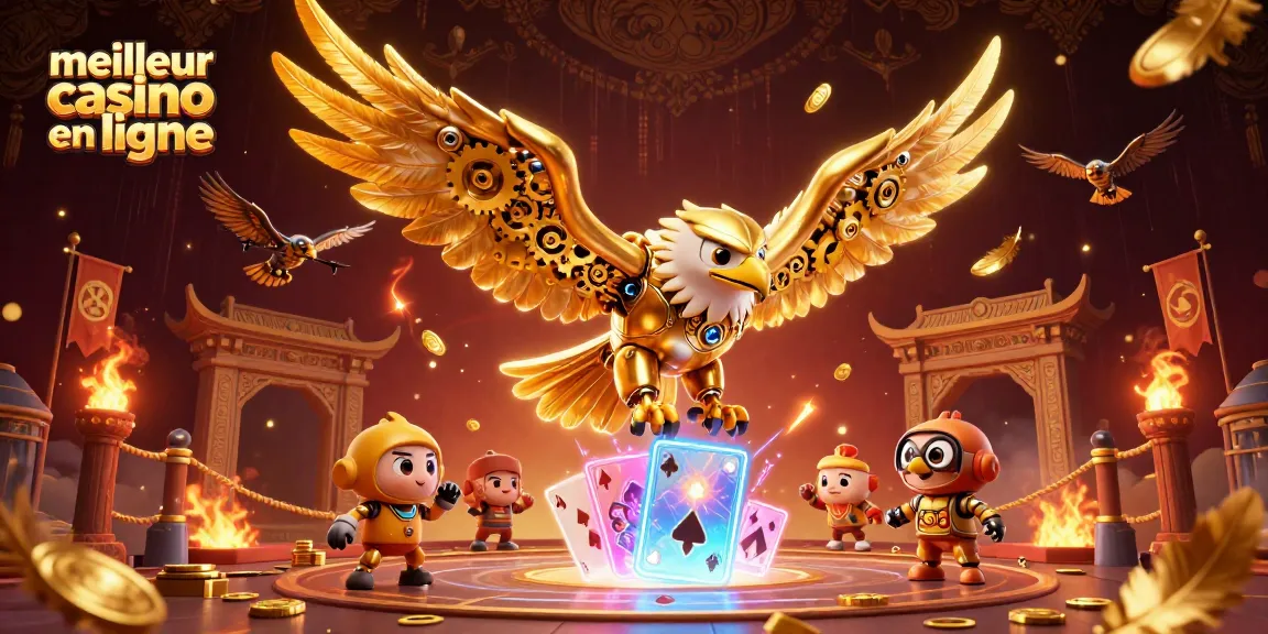 Découvrez le meilleur casino en ligne avec un aigle cybernétique et des cartes holographiques.