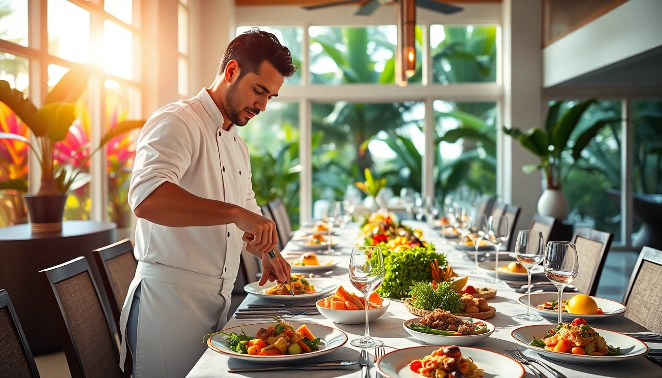 Experience the artistry of a Private chef St Martin creating gourmet cuisine in a stunning tropical setting.