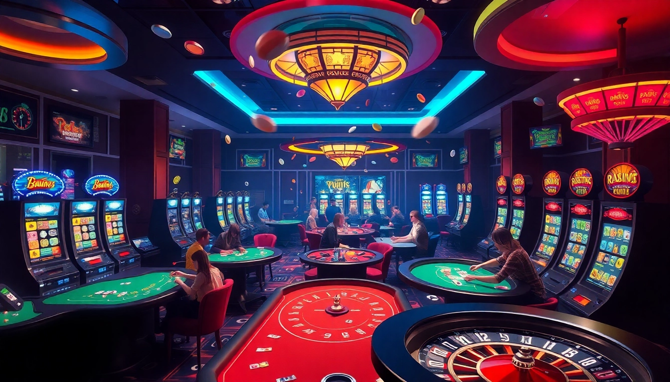 KJC AC 2 vibrant casino scene displaying poker games, dice, and slot machines.