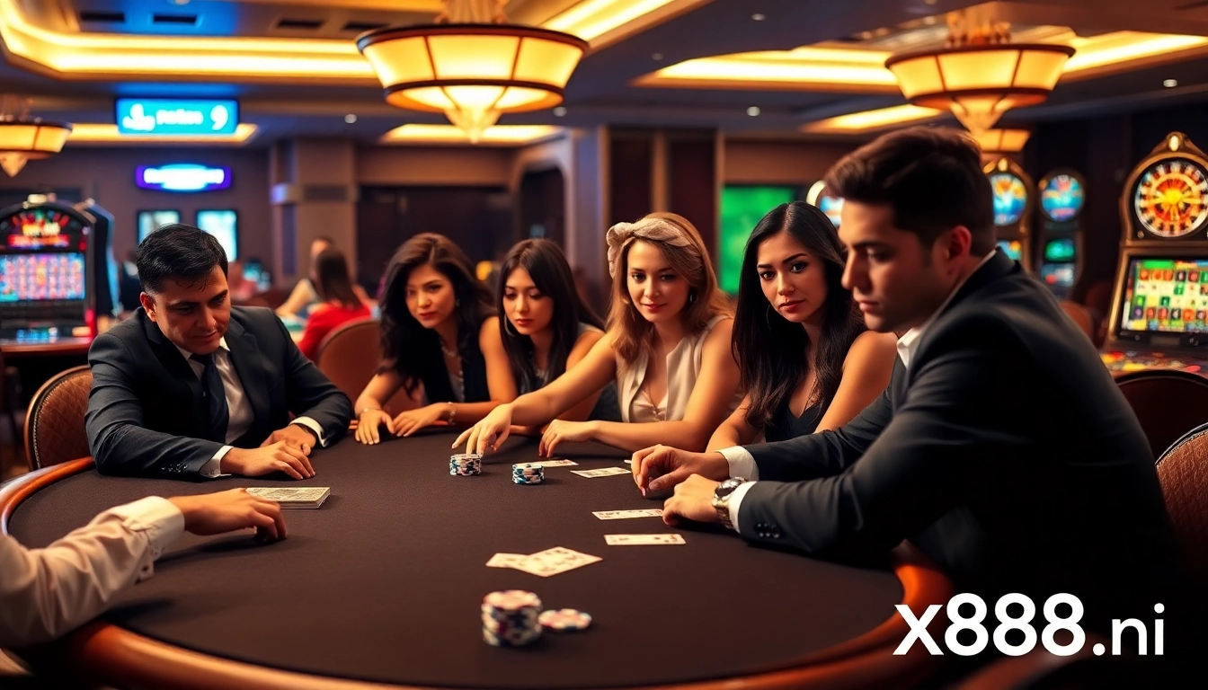 Experience a thrilling poker game at https://x88ni.com/ with focused players and vibrant casino atmosphere.