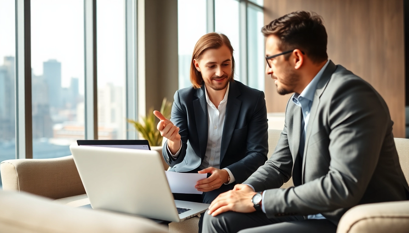 Engaging financial advisor Portsmouth va assisting clients in a modern office setting.