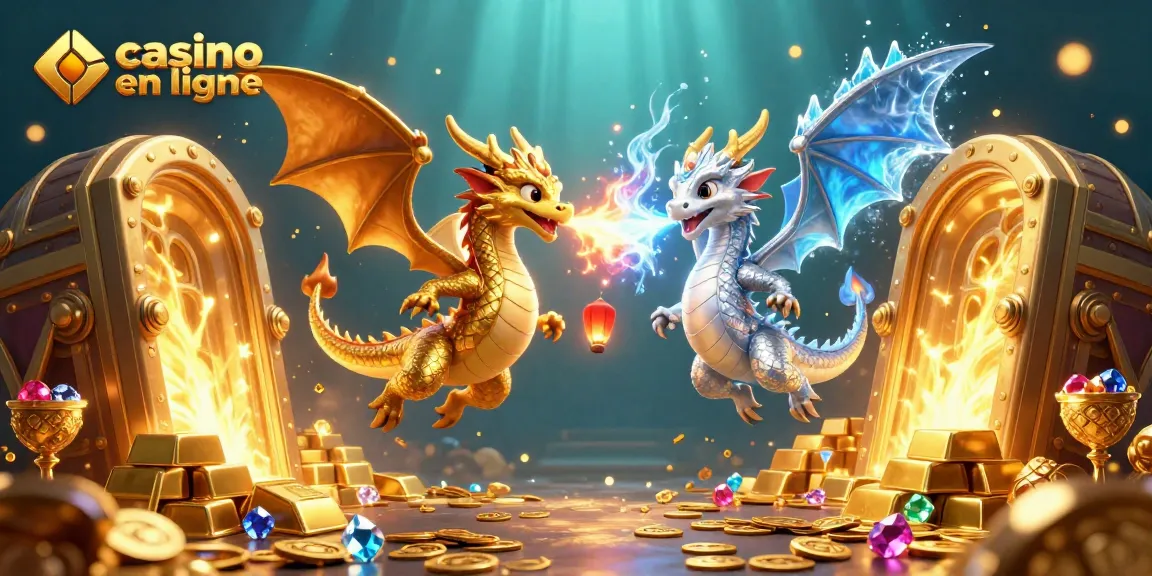 Jouez à des jeux de casino en ligne avec ces dragons 3D fascinants dans une scène magique.