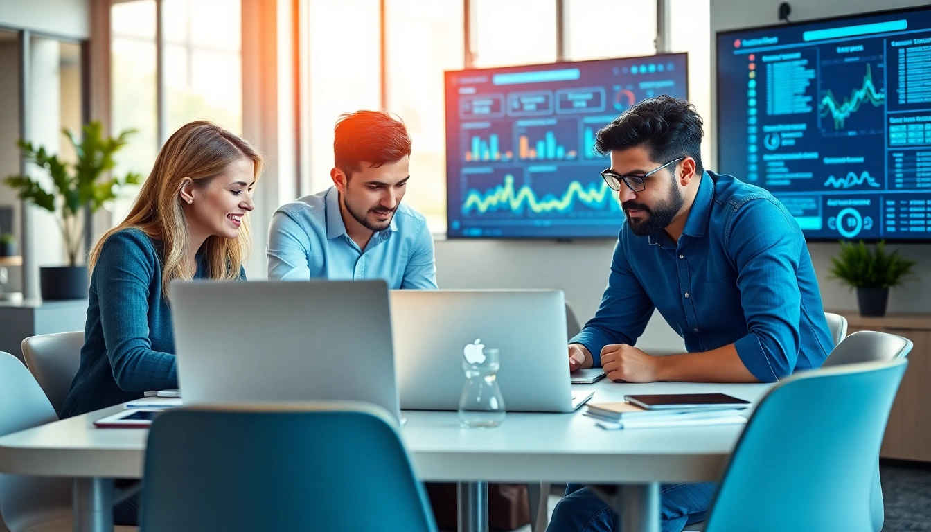 Engaged team providing managed it services near me in a bright, modern office environment.