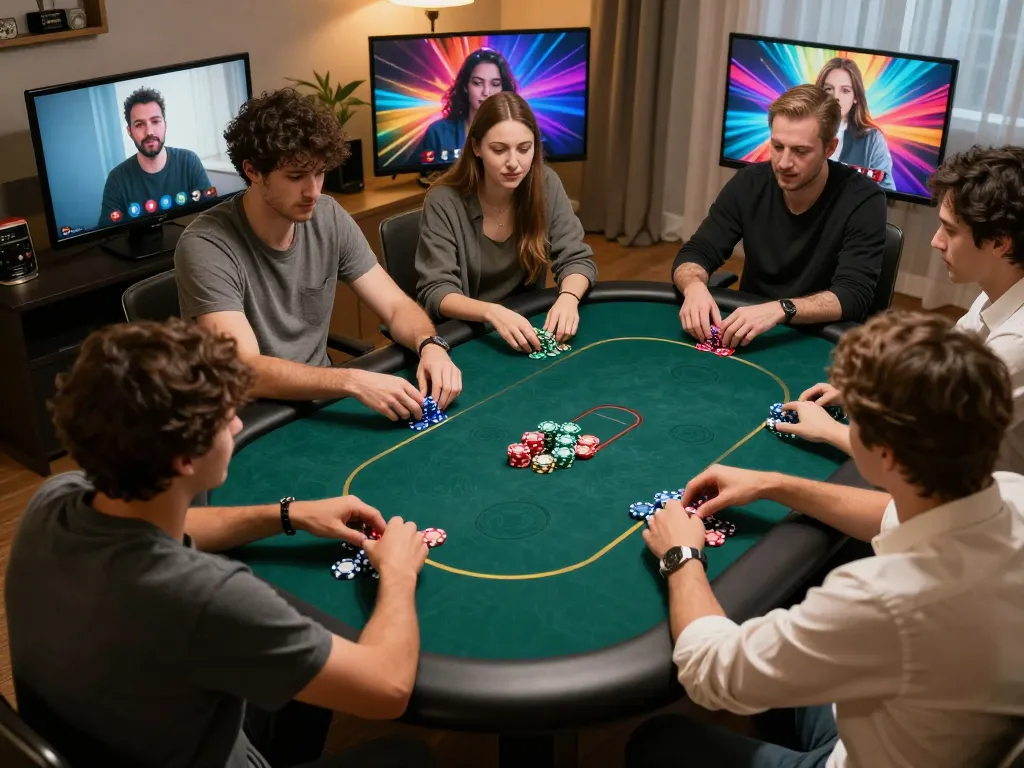 Engaged players joining an i9bet online poker game, showcasing vibrant interactions and competitive strategies