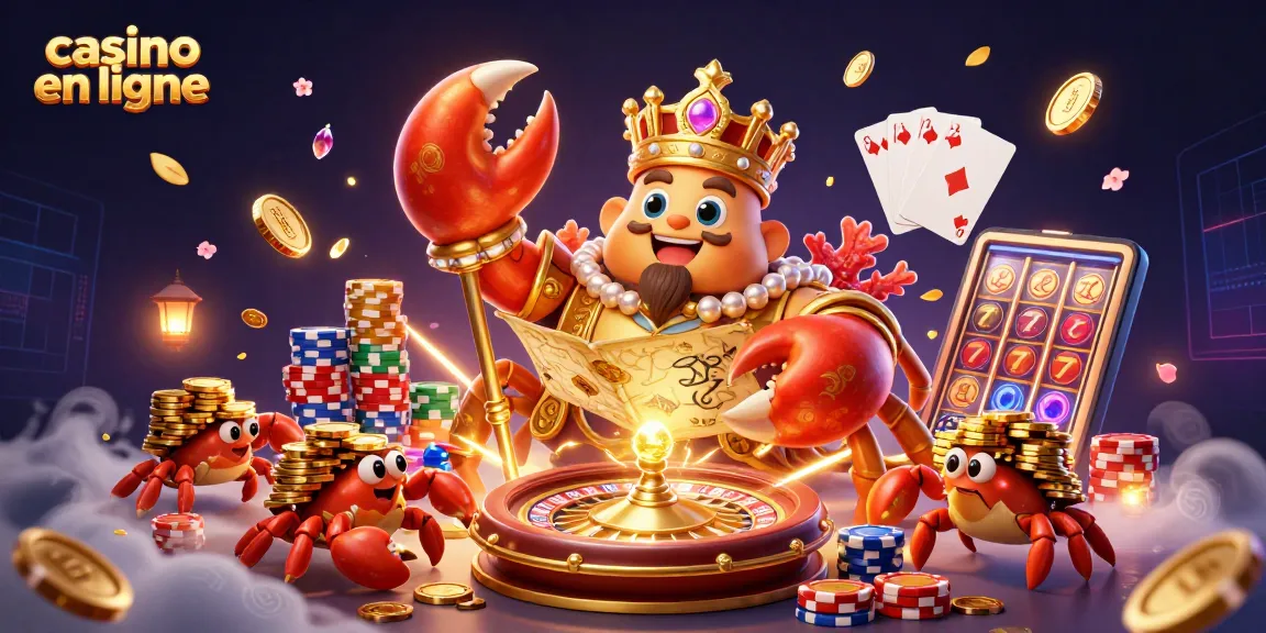 Joue au casino en ligne et découvre des jeux captivants sous l'œil avisé d'un empereur crabe doré.