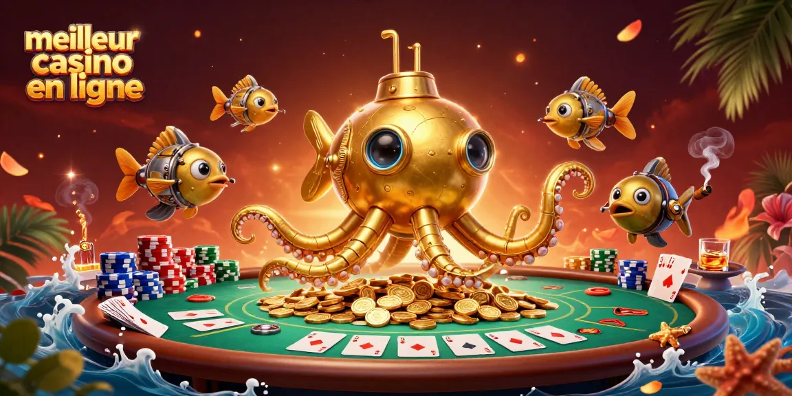 Vivez l'expérience du meilleur casino en ligne avec une illustration captivante de jeux, cartes et jetons.