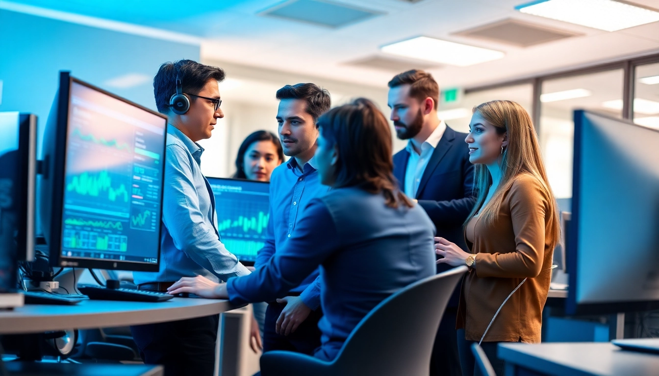 Providing expert it support services with a professional team collaborating in a modern office.