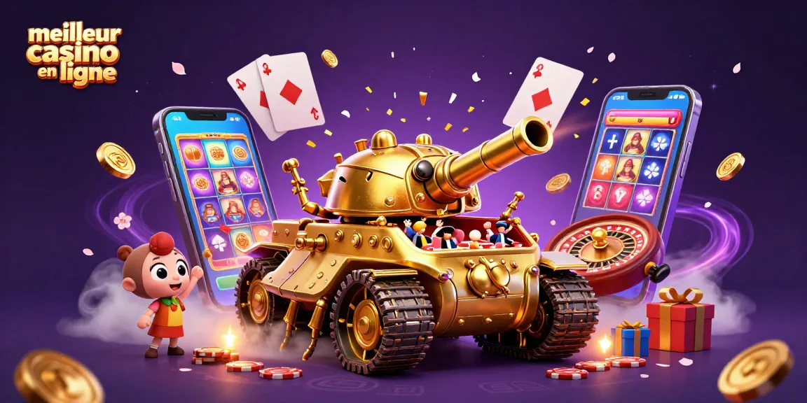 Dynamisez votre expérience de jeu avec le meilleur casino en ligne, illustré par un tank à scarabée doré exhibant un casino miniature.