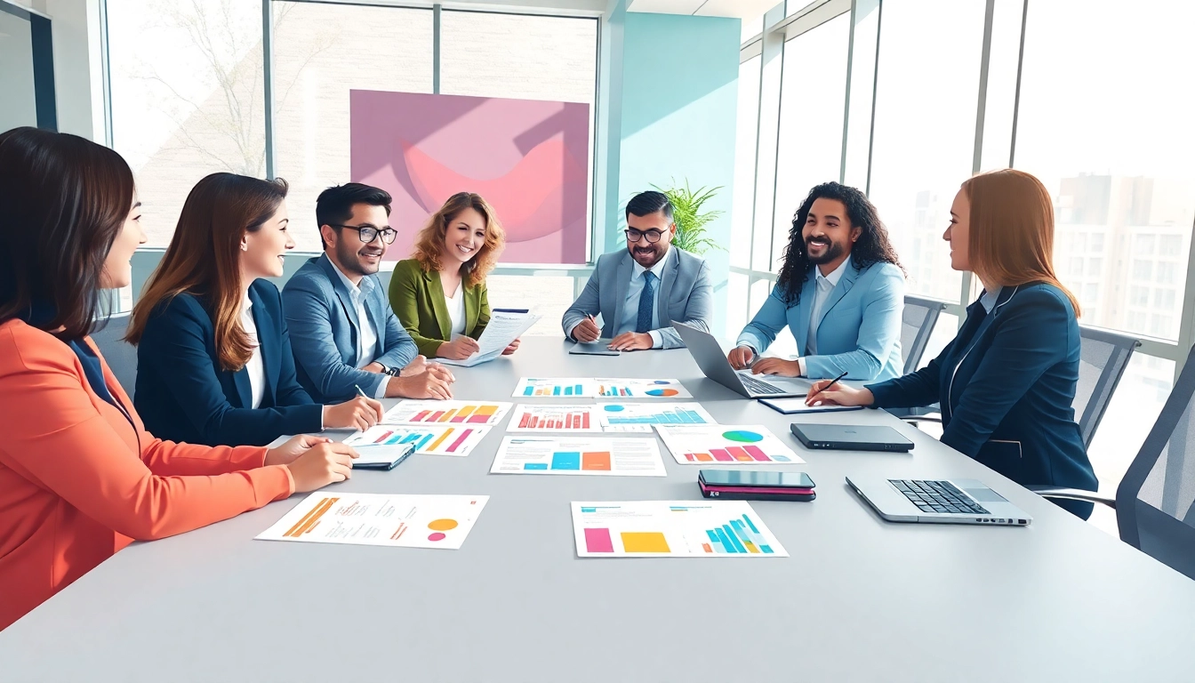 Engaging team brainstorming at a direct mailing company project meeting.