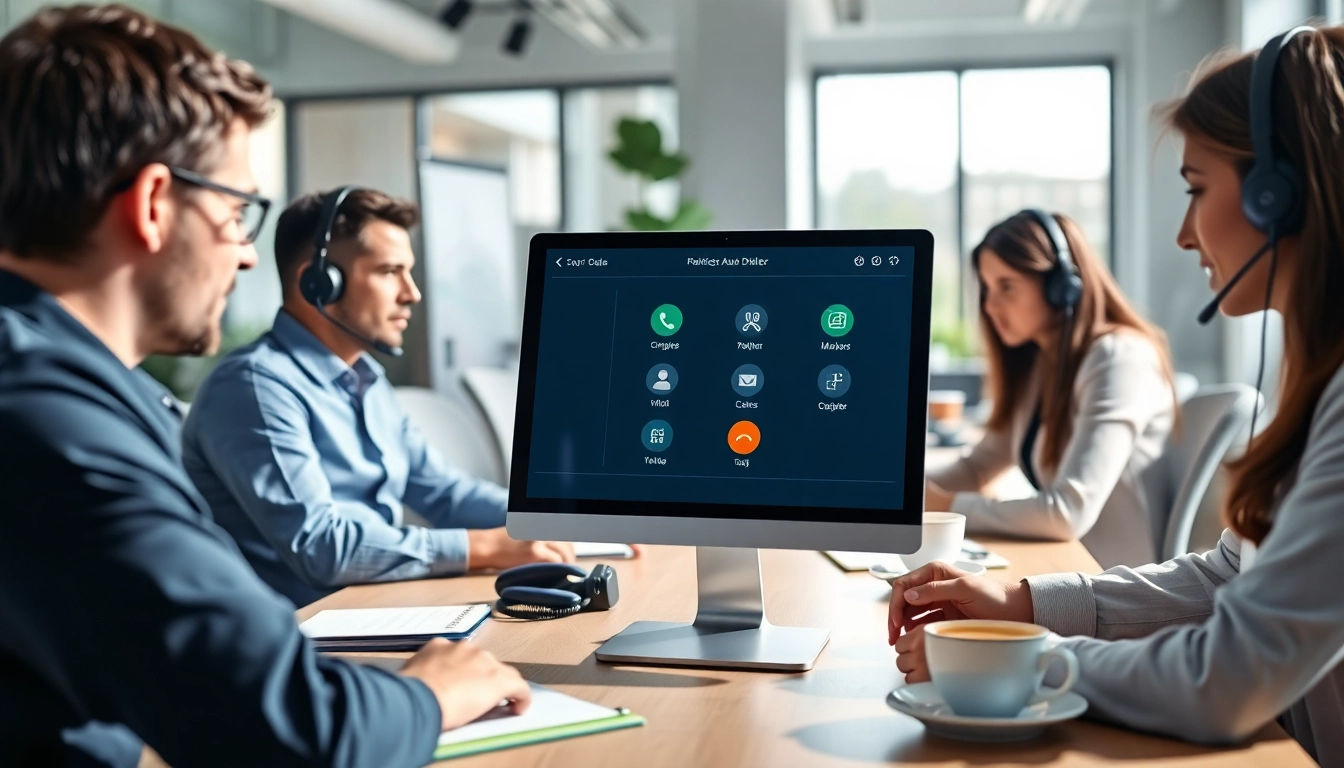 Streamlined auto dialer interface facilitating efficient communication in a modern office.