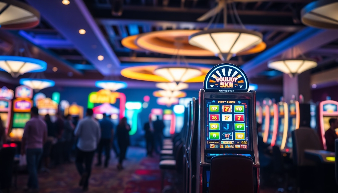 bermain mesin bandar slot yang berwarna-warni di lingkungan kasino yang meriah