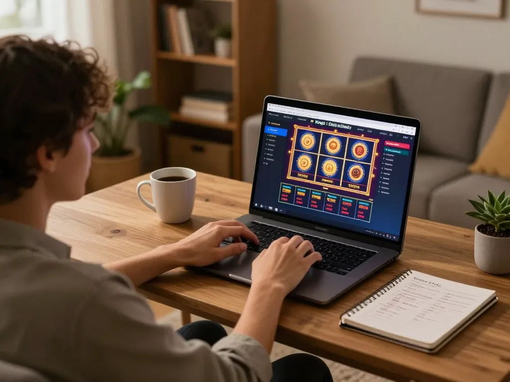 Engaging online gaming experience on king33 casino with a player strategizing at home.