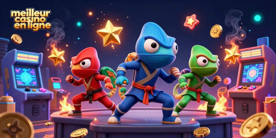Jouer au meilleur casino en ligne avec une équipe de caméléons ninjas en plein combat cartonné.