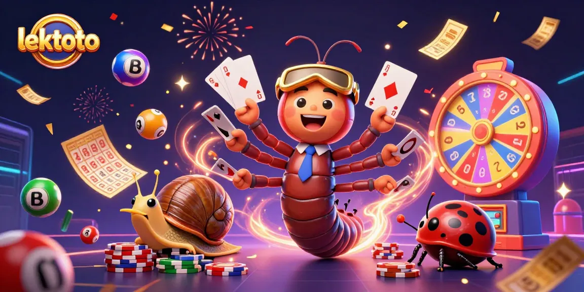 Engage with lektoto's vibrant lottery scene featuring a millipede dealer, colorful balls, and thrilling prizes.