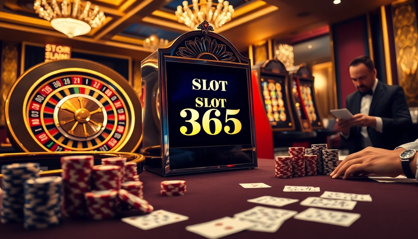 Experience thrill and excitement at Slot 365 with immersive casino visuals and elegant gaming elements.